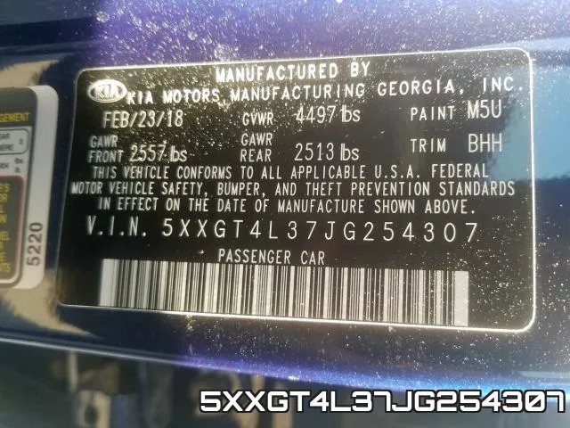 5XXGT4L37JG254307 фото 2