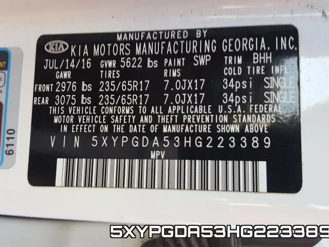 5XYPGDA53HG223389 фото 2