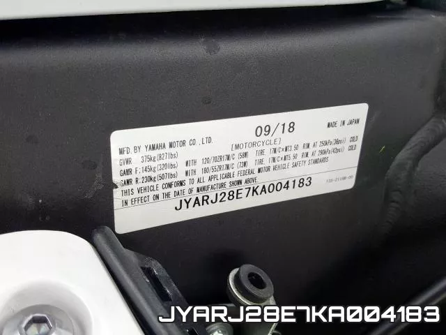 JYARJ28E7KA004183 фото 2
