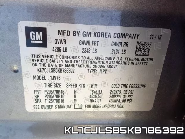 KL7CJLSB5KB786392 фото 2