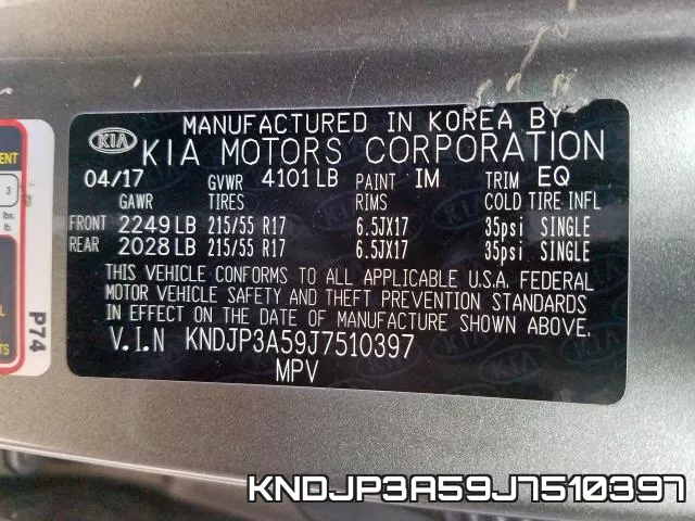 KNDJP3A59J7510397 фото 2