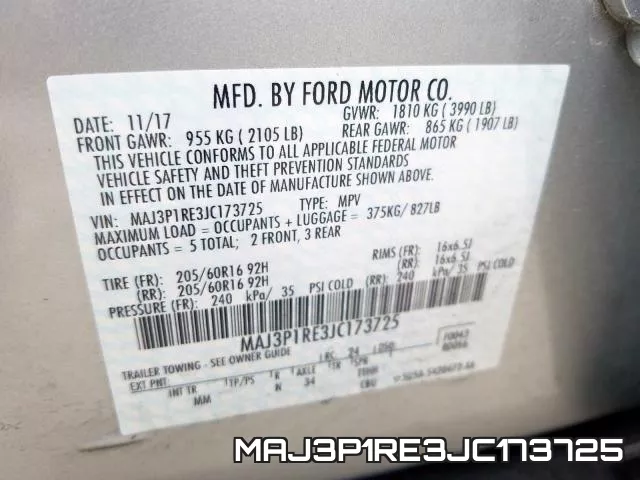MAJ3P1RE3JC173725 фото 2
