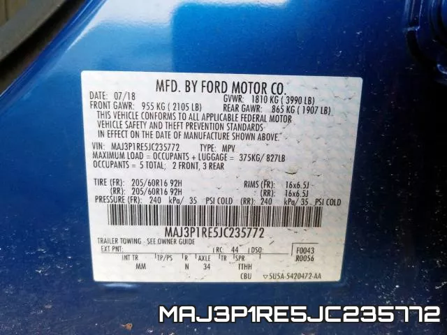 MAJ3P1RE5JC235772 фото 2