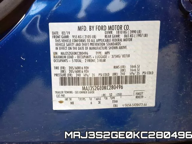 MAJ3S2GE0KC280496 фото 2