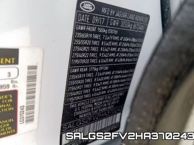 SALGS2FV2HA370243 фото 2