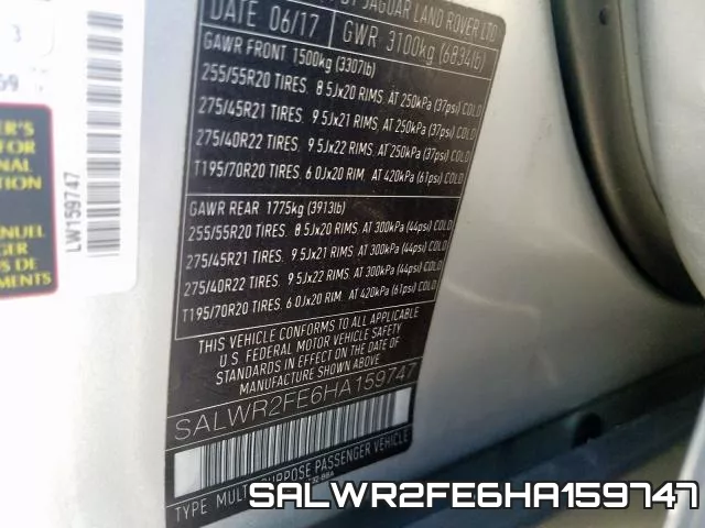 SALWR2FE6HA159747 фото 2