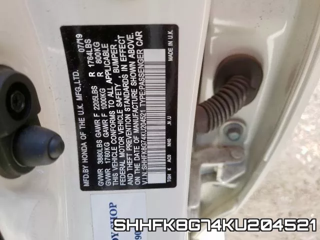 SHHFK8G74KU204521 фото 2
