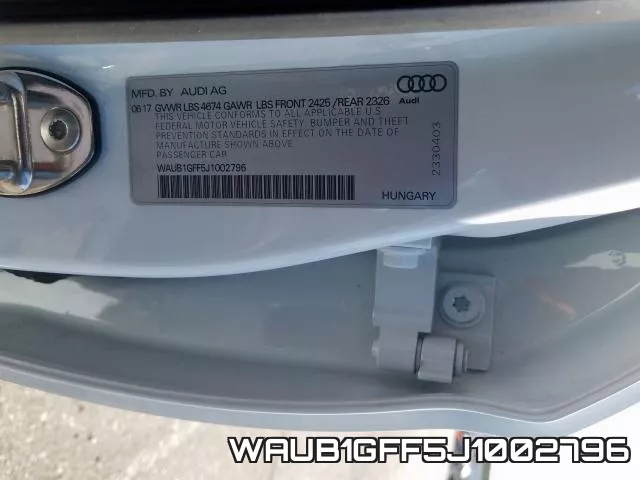 WAUB1GFF5J1002796 фото 2