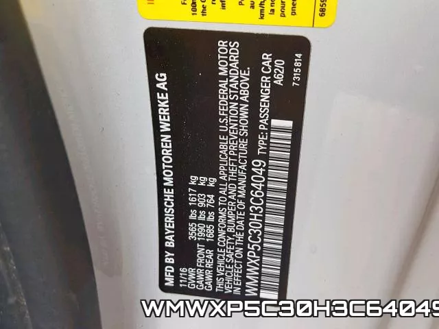 WMWXP5C30H3C64049 фото 2