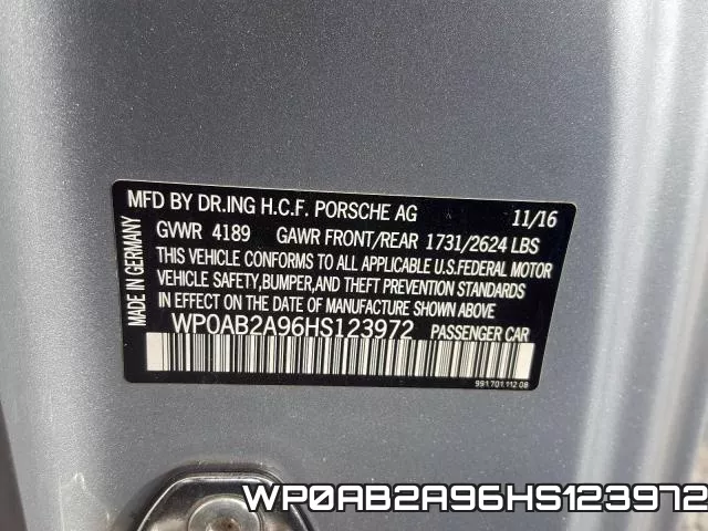 WP0AB2A96HS123972 фото 2