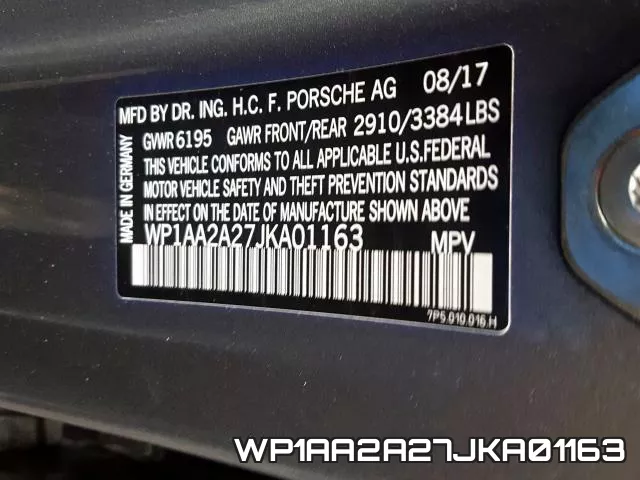 WP1AA2A27JKA01163 фото 2