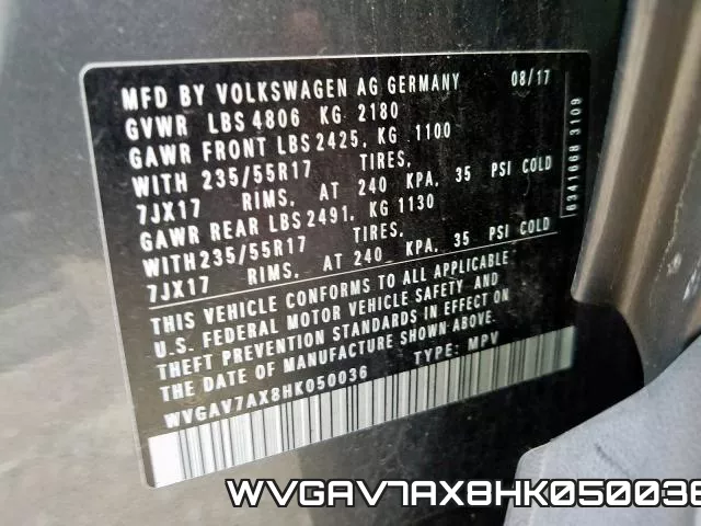 WVGAV7AX8HK050036 фото 2