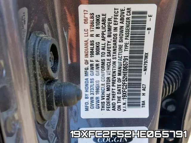 19XFC2F52HE065791 фото 2