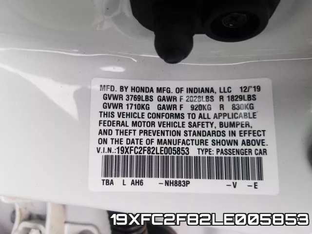 19XFC2F82LE005853 фото 2