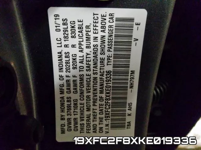 19XFC2F8XKE019336 фото 2