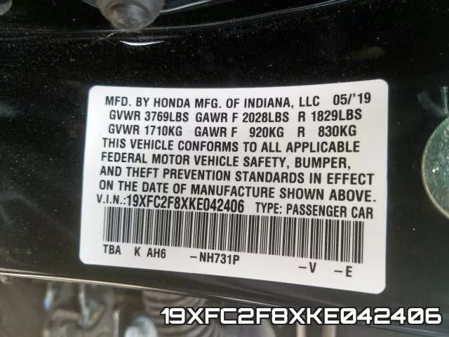 19XFC2F8XKE042406 фото 2