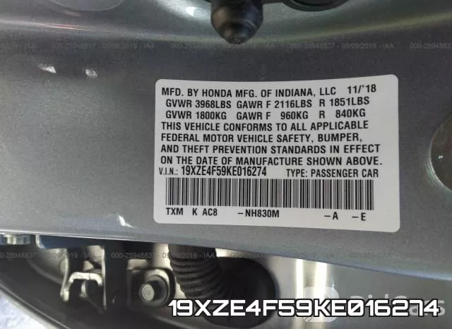 19XZE4F59KE016274 фото 10