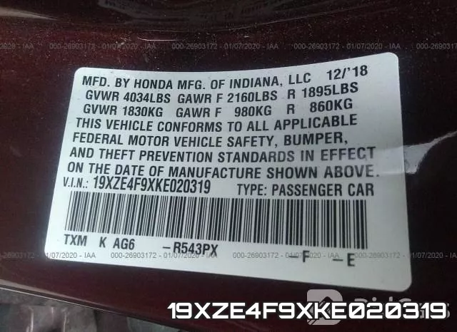 19XZE4F9XKE020319 фото 10