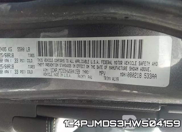 1C4PJMDS3HW504159 фото 10