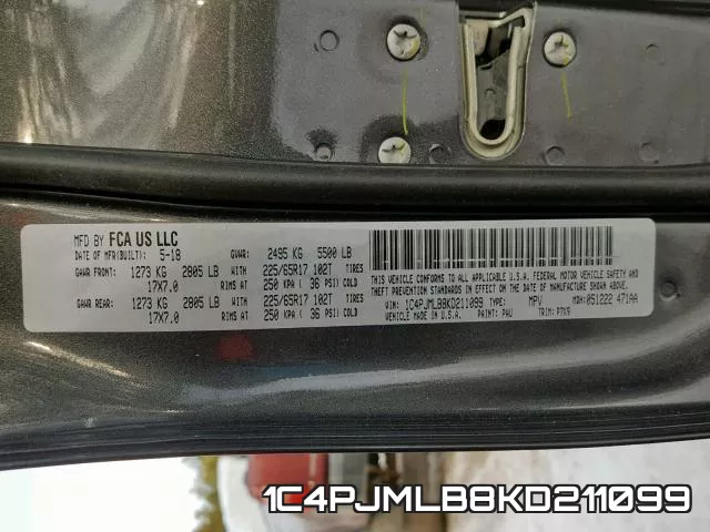 1C4PJMLB8KD211099 фото 2