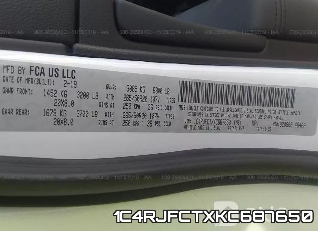 1C4RJFCTXKC687650 фото 10