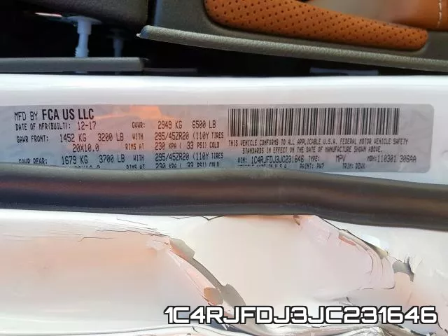 1C4RJFDJ3JC231646 фото 2