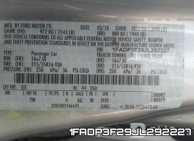 1FADP3F29JL292227 фото 10