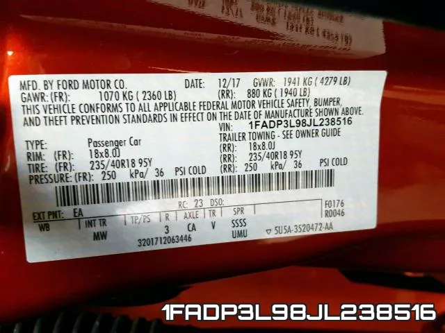 1FADP3L98JL238516 фото 2