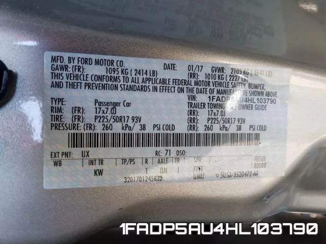 1FADP5AU4HL103790 фото 2