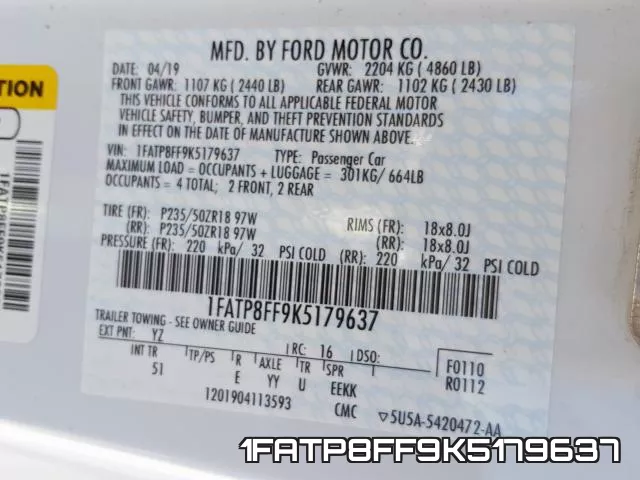 1FATP8FF9K5179637 фото 2
