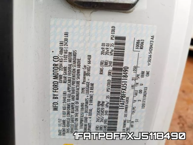 1FATP8FFXJ5118490 фото 2