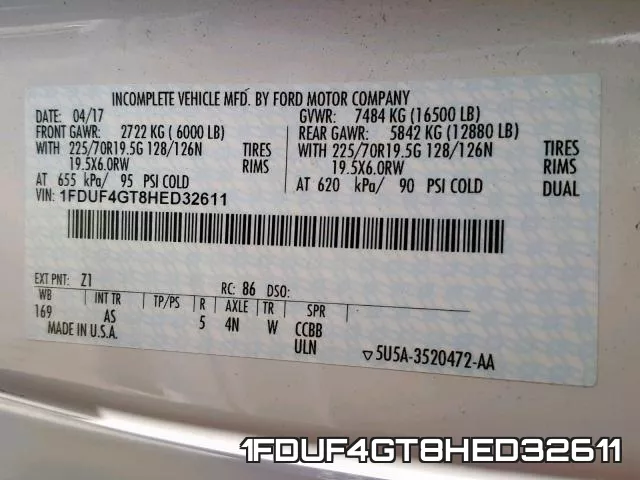 1FDUF4GT8HED32611 фото 2