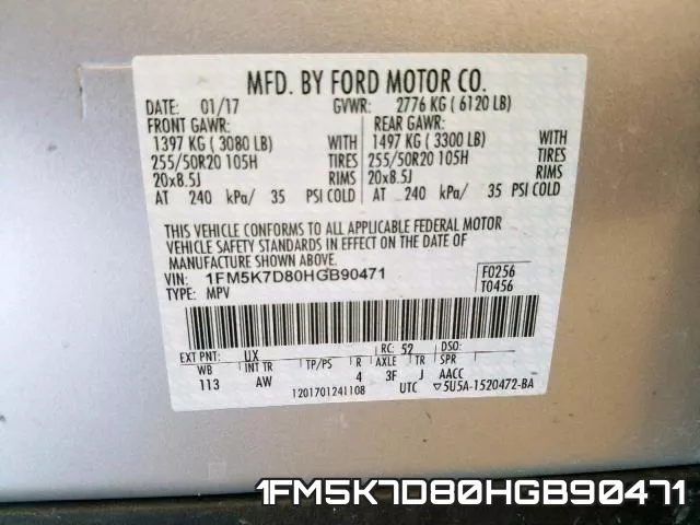 1FM5K7D80HGB90471 фото 2
