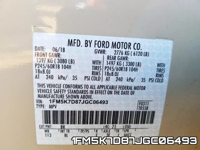 1FM5K7D87JGC06493 фото 2