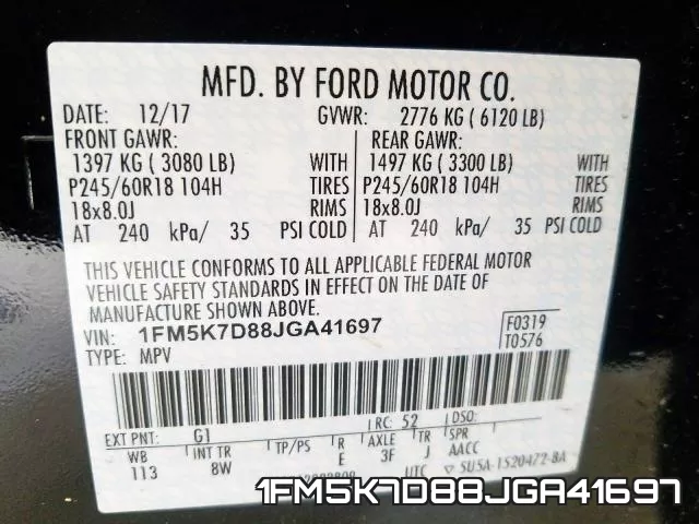 1FM5K7D88JGA41697 фото 2