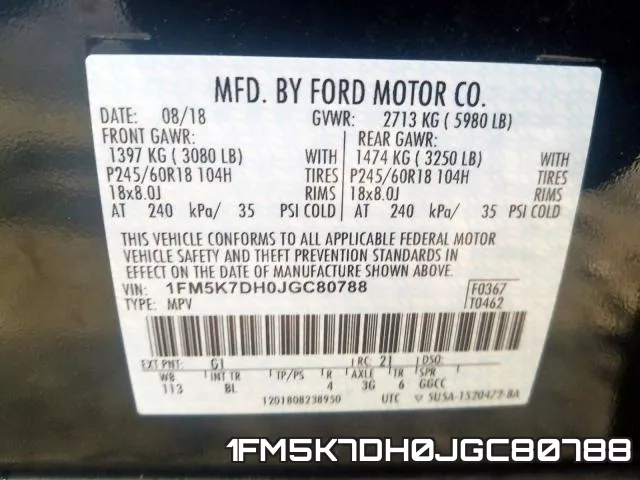 1FM5K7DH0JGC80788 фото 2