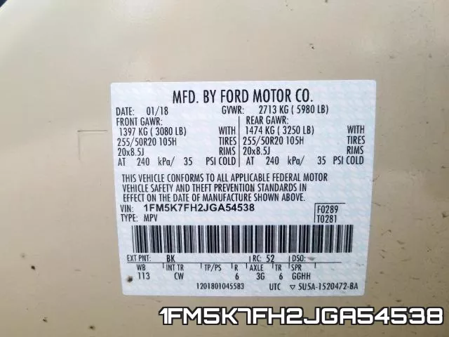 1FM5K7FH2JGA54538 фото 2
