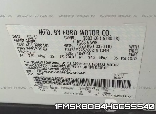 1FM5K8D84HGC55540 фото 10