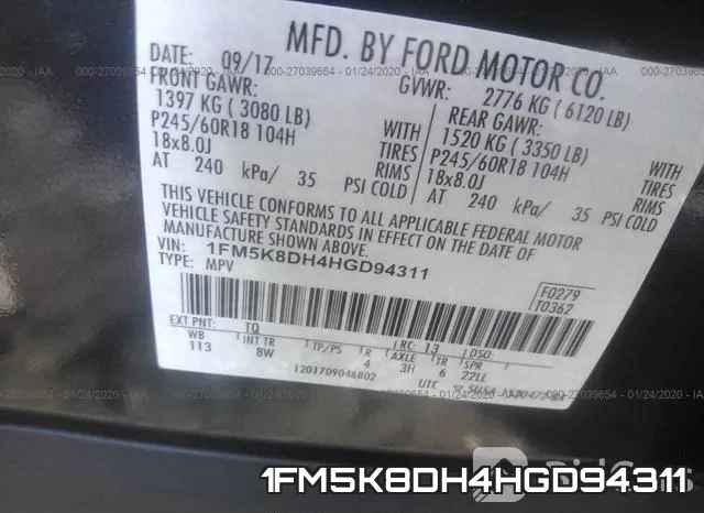 1FM5K8DH4HGD94311 фото 10