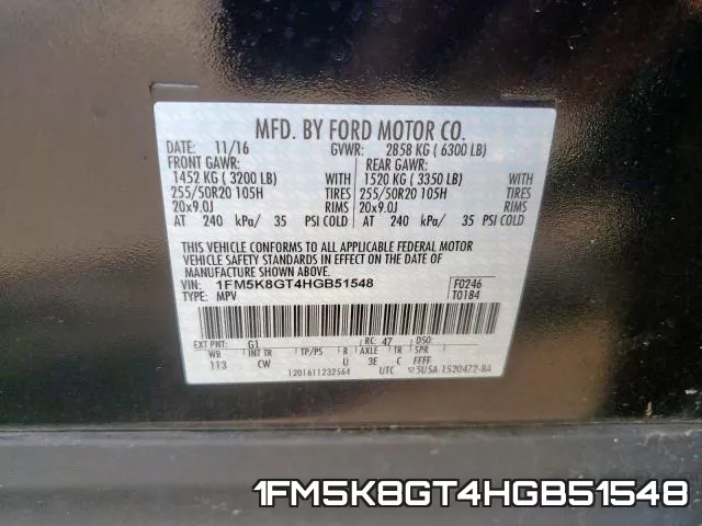 1FM5K8GT4HGB51548 фото 2