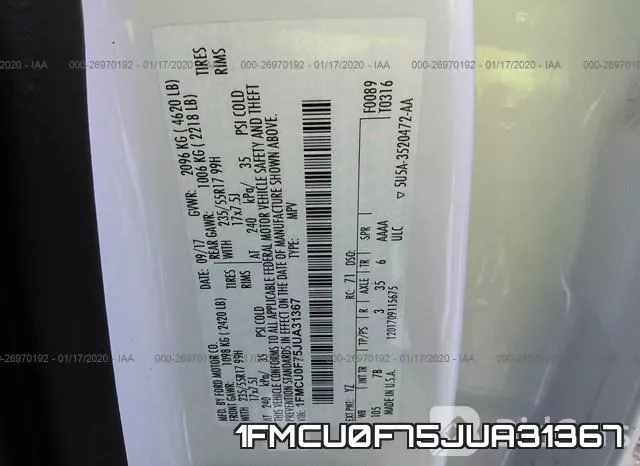 1FMCU0F75JUA31367 фото 10