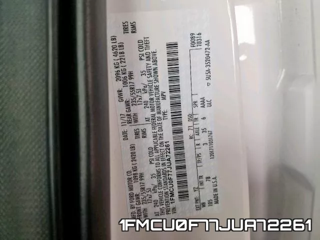 1FMCU0F77JUA72261 фото 2