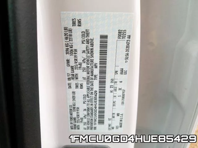 1FMCU0GD4HUE85429 фото 2