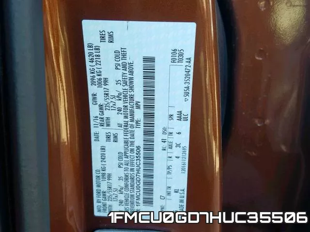 1FMCU0GD7HUC35506 фото 2
