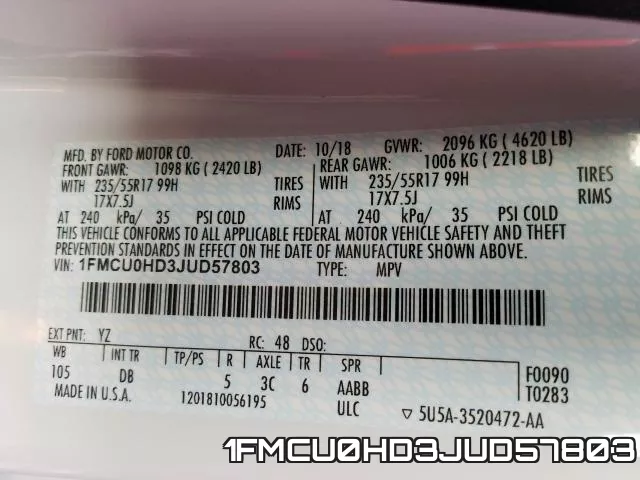 1FMCU0HD3JUD57803 фото 2