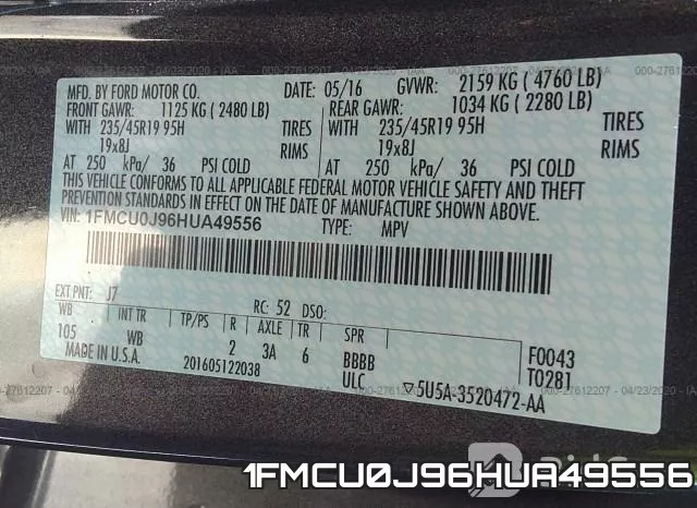 1FMCU0J96HUA49556 фото 10