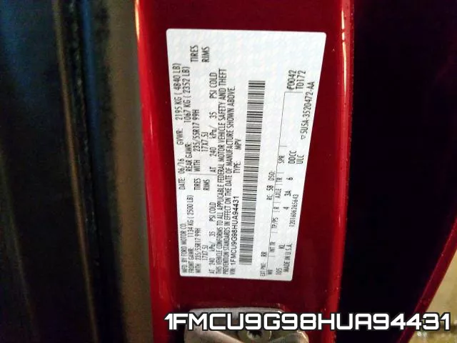 1FMCU9G98HUA94431 фото 2
