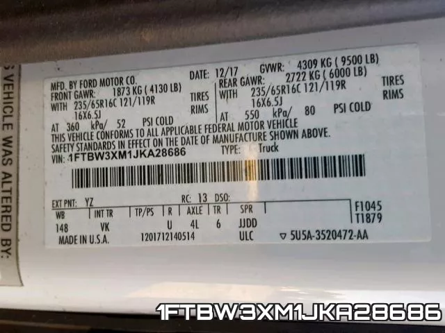 1FTBW3XM1JKA28686 фото 2