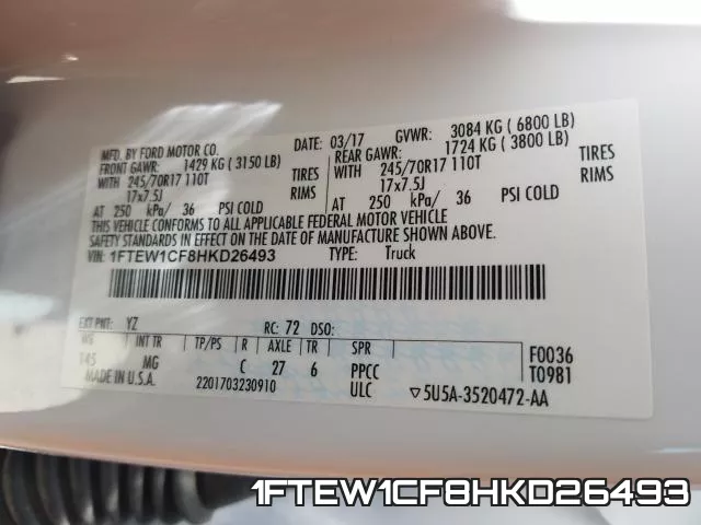 1FTEW1CF8HKD26493 фото 2