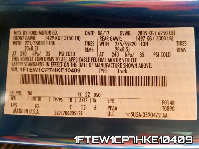 1FTEW1CP7HKE10409 фото 2